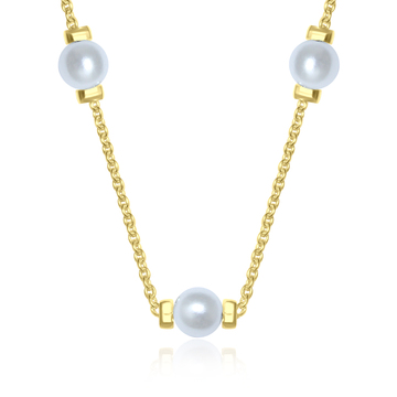 Gold Plated Necklace Silver Sweet Pearl SPE-99-GP